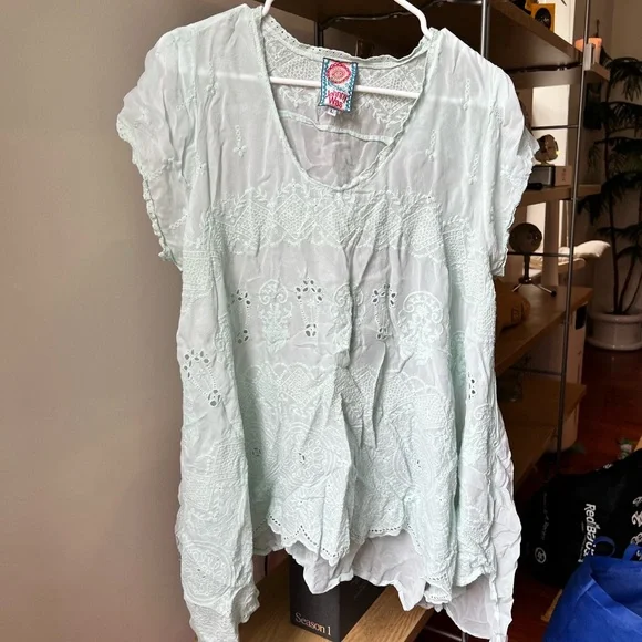 Johnny Was Mint Green Embroidered Top - Picture 5 of 5
